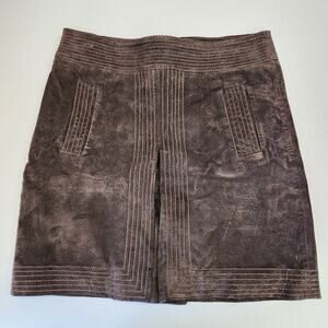 Autreton Brown Leather Aline Mini Skirt Size 6